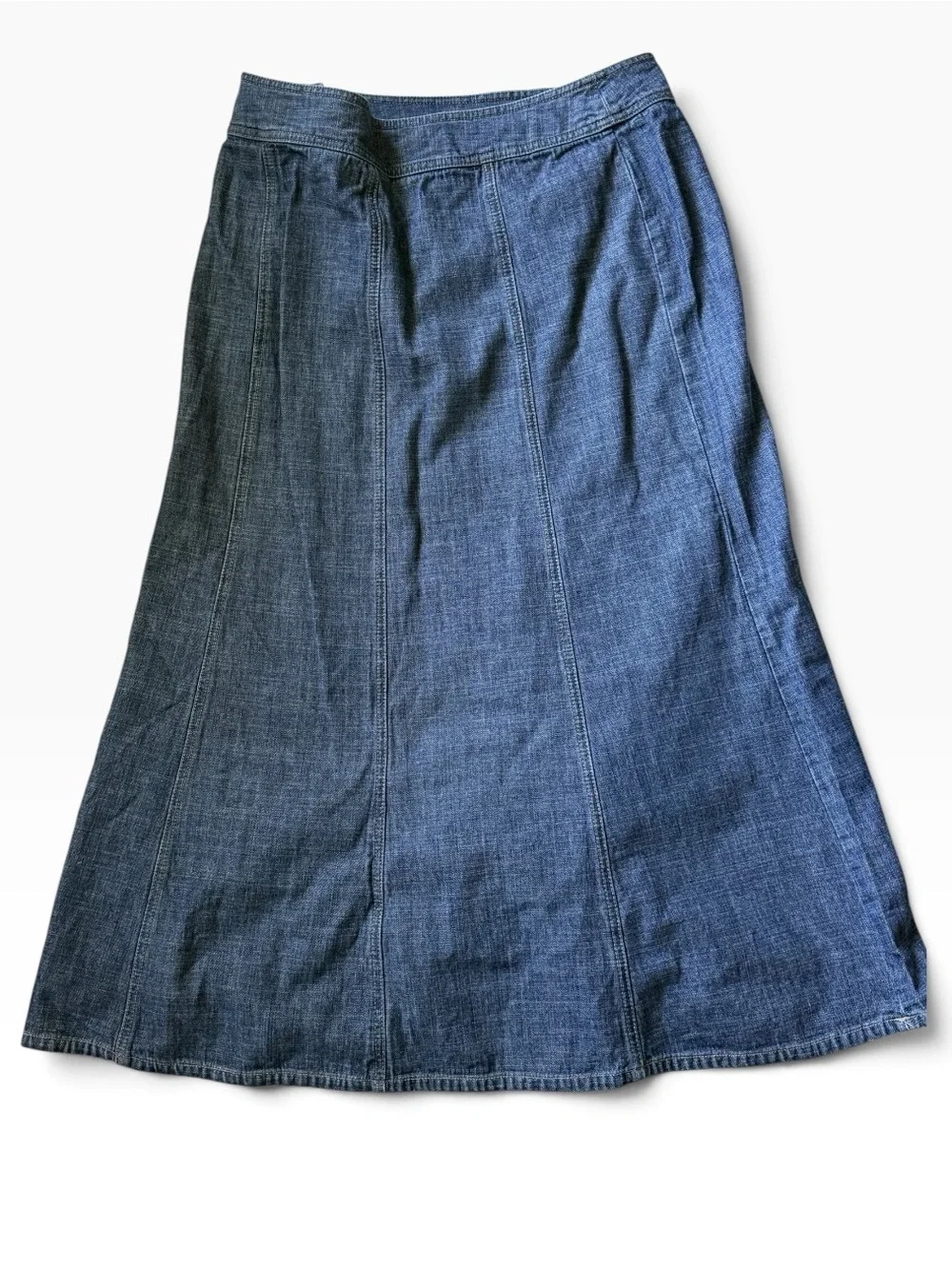 Liz Claiborne Dark Denim Maxi Skirt Wide Waistband Side Zipper